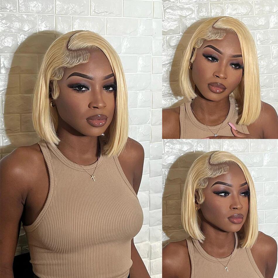 Stema 613 Blonde 13x4 Transparent Lace Straight Frontal Bob Wig